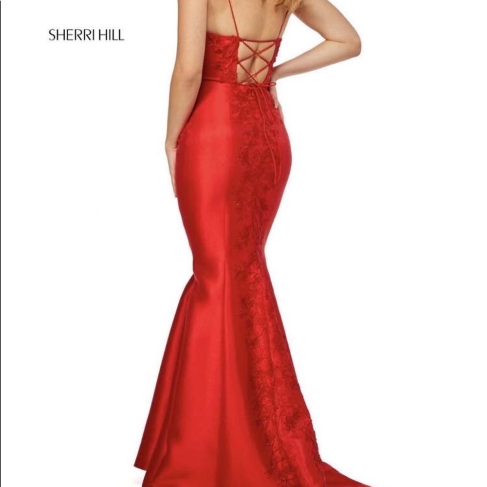 Long red prom dress